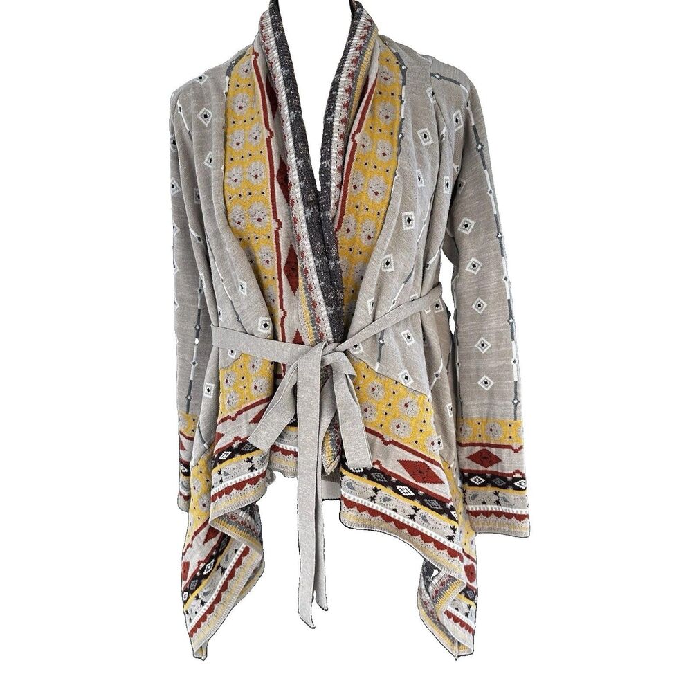 Anthropologie Freeway Open Front Draped Aztec/Bohemian Tribal Cardigan Size L